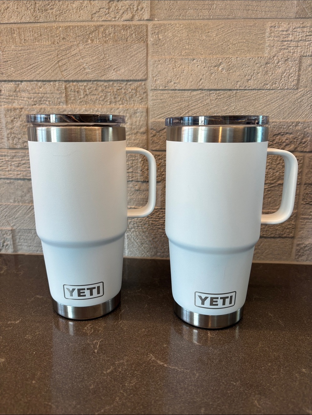 Yeti White Insulated Rambler Mugs with Handles, 20 oz - Set of 2